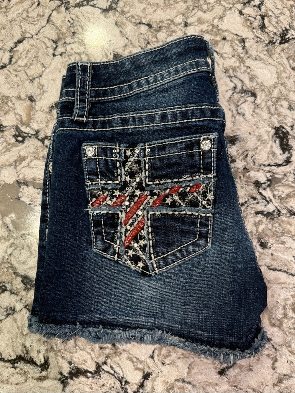 Miss Me - Womens Denim Shorts with Embellished Pockets Sz 27